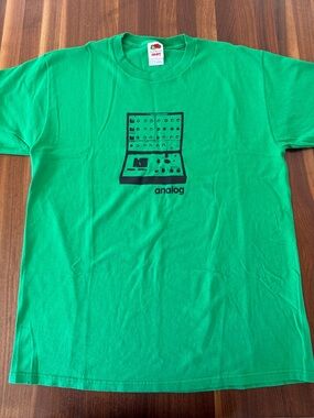 Hanes Green T-Shirt with Black Analog Synth Graphic